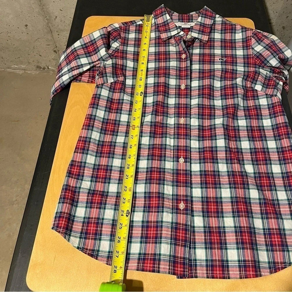 Vineyard Vines Women's Shirt Sz 8 Red White Plaid Long Sleeve Button Front - Picture 6 of 7